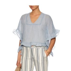 See by Chloe  Crinkle-effect ruffle-trimmed top